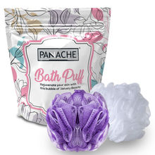 Panache Premium Soft Bath Loofah Sponge Scrubber For Men & Women ( Pack of 2) (White & Purple)