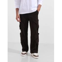 The Indian Garage Co Men Baggy Fit Textured Mid-Rise Brown Cargo