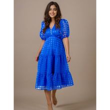 WomanLikeU Checked A-Line Organza Dress
