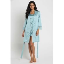 Zivame Luxe Satin Sleep Nightsuit - Mist Green