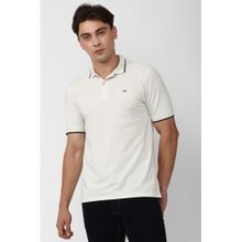 Peter England Men White Solid Collar Neck Polo T-Shirt