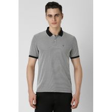 Van Heusen Men Grey Printed Collar Neck Polo T-Shirt