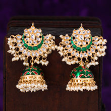 Sukkhi Exclusive Pearl Gold Plated Kundan Meenakari Jhumki Earring Form Women (SKR56902)