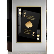 The Next Decor Luxe Ace of Spades Glass Finish Vertical Wall Art