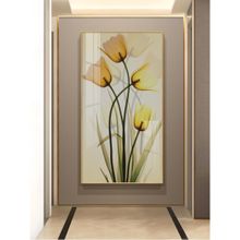 The Next Decor Radiant Yellow Tulips Glass Finish Vertical Wall Art