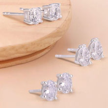Ornate Jewels 925 Silver American Diamond Solitaire Studs Earrings For Women