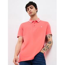 Spykar Men Pink Slim Fit Solid Half Sleeve Casual Polo T-Shirt
