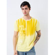 Spykar Men Yellow Slim Fit Printed Half Sleeve Casual T-Shirt