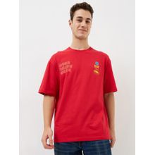 Spykar Men Red Loose Fit Printed Half Sleeve Casual T-Shirt