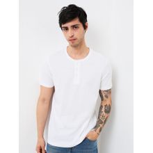 Spykar Men White Slim Fit Solid Half Sleeve Casual T-Shirt