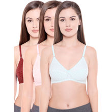 Bodycare Perfect Coverage Bra In Sky-Wine-Pink Color - Pack Of 3