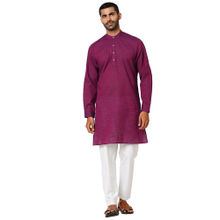 Indivisual Mens Two tone Yarn Dyed Royal Purple Kurta