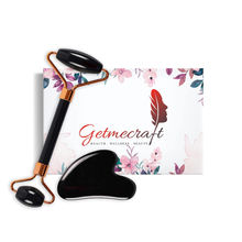 Getmecraft Black Obsidian Roller And Gua Sha Set