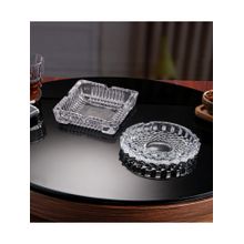 Trovea's Crystal Flare & Serene Cut Clear Glass Ashtrays (Pack of 2)