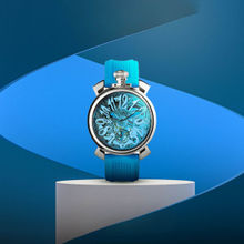 GaGa MILANO Blue Round Skeleton Dial Mechanical Swiss Made Watch For Men-5310CG02K0SYLB0 (M)