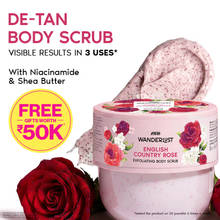 Nykaa Wanderlust English Country Rose Exfoliating Body Scrub Pink Clay Detan with Niacinamide, Vit E