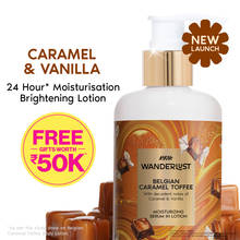Nykaa Wanderlust Body Lotion with Serum - Belgian Caramel Toffee - 24 Hr Lactic Acid Brightening