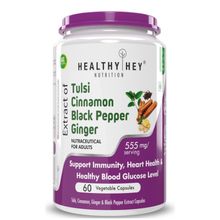 HealthyHey Nutrition Tulsi, Cinnamon, Black Pepper & Ginger Extract - Veg Capsules