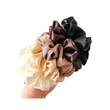 Bronson Professional 2 Pcs Silk Satin Scrunchies Large Luxury
