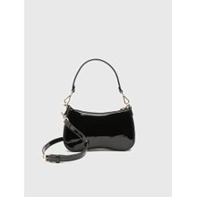 CARPISA ITALIA NARCISO PATENT Women Black Mini Bag With Detachable Strap (S)
