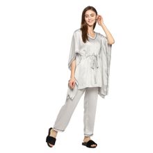 Shopbloom Ultra Soft Light Modal Satin Women's Kaftan Night Suit - Grey