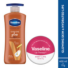 Vaseline Cocoa Glow Lotion With Rosy Lip Tin For Glowing Skin & Sheer Pink Tint