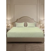 MULBERRY LIVING 300Tc Linear Luxe Stripes King Size Bedsheet with 2 Pillow Covers Green