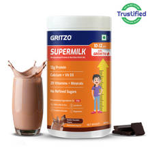 Gritzo Supermilk Growth+ 12G Protein Powder For 10-12Y Girls - Double Chocolate