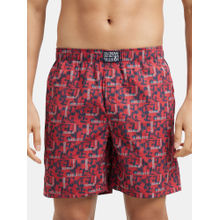 Jockey US57 Men Cotton Woven Printed Boxer Shorts - Brick Red
