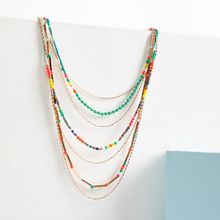 PRITA Multi-Color Layered Beaded Sequin Gold Plated Necklace