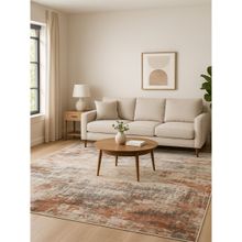 OBSESSIONS Rust and Cream Solid Machine Made Rectangular Carpet