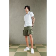 Allen Solly Men Olive Cotton Blend Solid Shorts