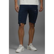 Louis Philippe Men Navy Blue Cotton Blend Solid Shorts