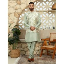 Kraft India Olive Green Kurta and Churidar with Tie-Dye Green Nehru Jacket (Set of 3)