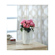 Fourwalls Artificial Beautiful Decorations Rose Flower Bunches (26 cm Tall, 15 Heads, Light-Pink)