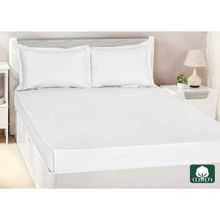 SHADES OF LIFE Super King Size Bedsheet White 180Tc 100 % Cotton With Two Pillow Covers