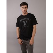 American Eagle Men Black Blended Fabric Graphic Printed Crew Neck T-Shirt