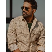 Andamen Regular Fit Men Beige Printed Full Sleeve Overshirt