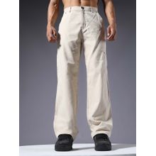 PRONK Off White Solid Regular Fit Trouser