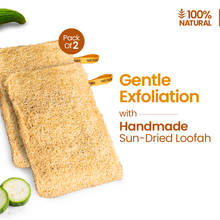 Nat Habit Natural Sun Dried Bath Loofah, Body Sponge, Scrubber for Men & Women, Sustainable Handmade