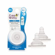 Beebaby Ease Anti-colic Silicone Nipple With Feeding Bottle Medium Flow (m) (pack Of 2) 4m+
