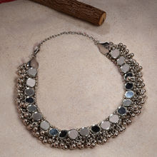 Fida Silver Mirror Work Tribal Choker Necklace For Women
