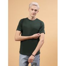 RIGO Men Bottle Green Jersey Solid T-Shirt