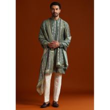 KALKI FASHION Blue Silk Mandarin Neck Kurta With Pant & Dupatta
