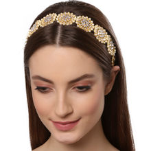 Karatcart Floral Shape Kundan Studded Hairband for Women