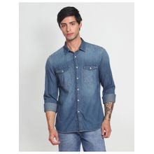 Flying Machine Blue Washed Chambray Shirt