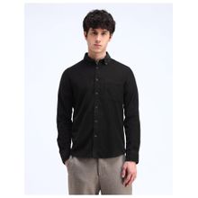 Flying Machine Black Courduroy Slim Fit Shirt