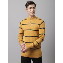 Cantabil Men Stripes Mustard Sweater