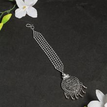 Moedbuille Oxidised Silver Plated Antique Temple Design Leheriya Textured Style Maang Tikka