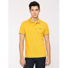 Pepe Jeans Yellow Textured Collar Short Sleeves Polo T-Shirt